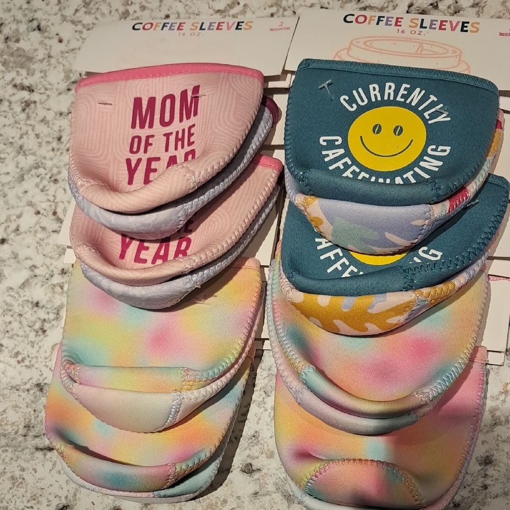 NEW! Colorful Coffee Sleeves Set EIGHT 2 PACKS! 16 TOTAL!